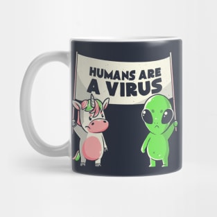 Humans Are a Virus Cute Alien Unicorn Gift Mug